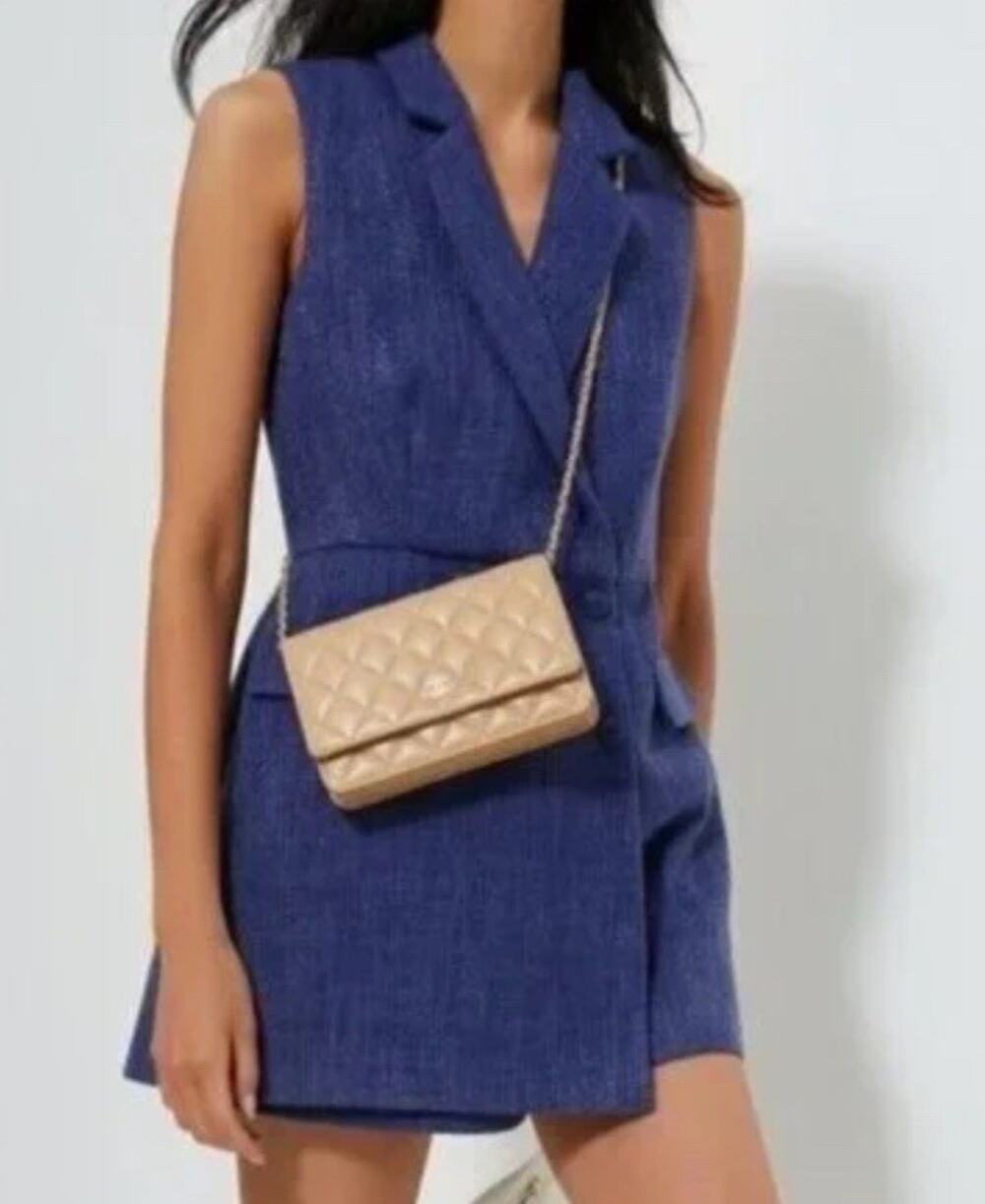 Pomander Place Navy Tweed Campbell Sleeveless Romper Size L